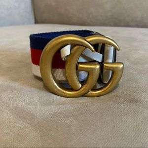 Nylon Calfskin Double G Web Belt 85 34 White